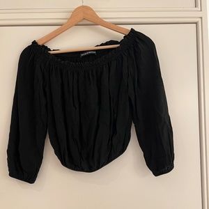 Brandy Melville Black off shoulder crop top 3/4 sleeve